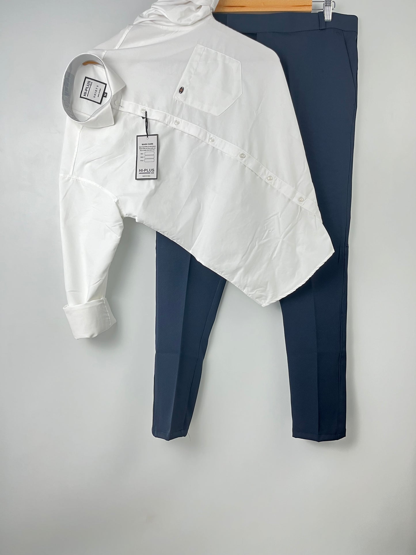Combo Of White Formal Shirt And Navy Blue Pant