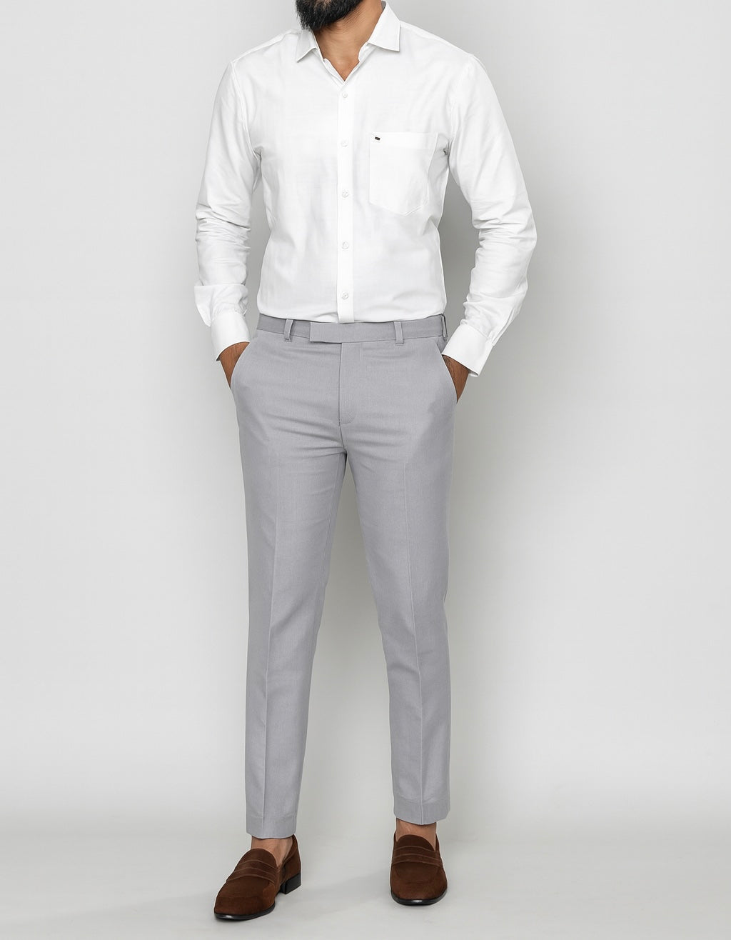 Combo Of White Shirt And Grey Pant1