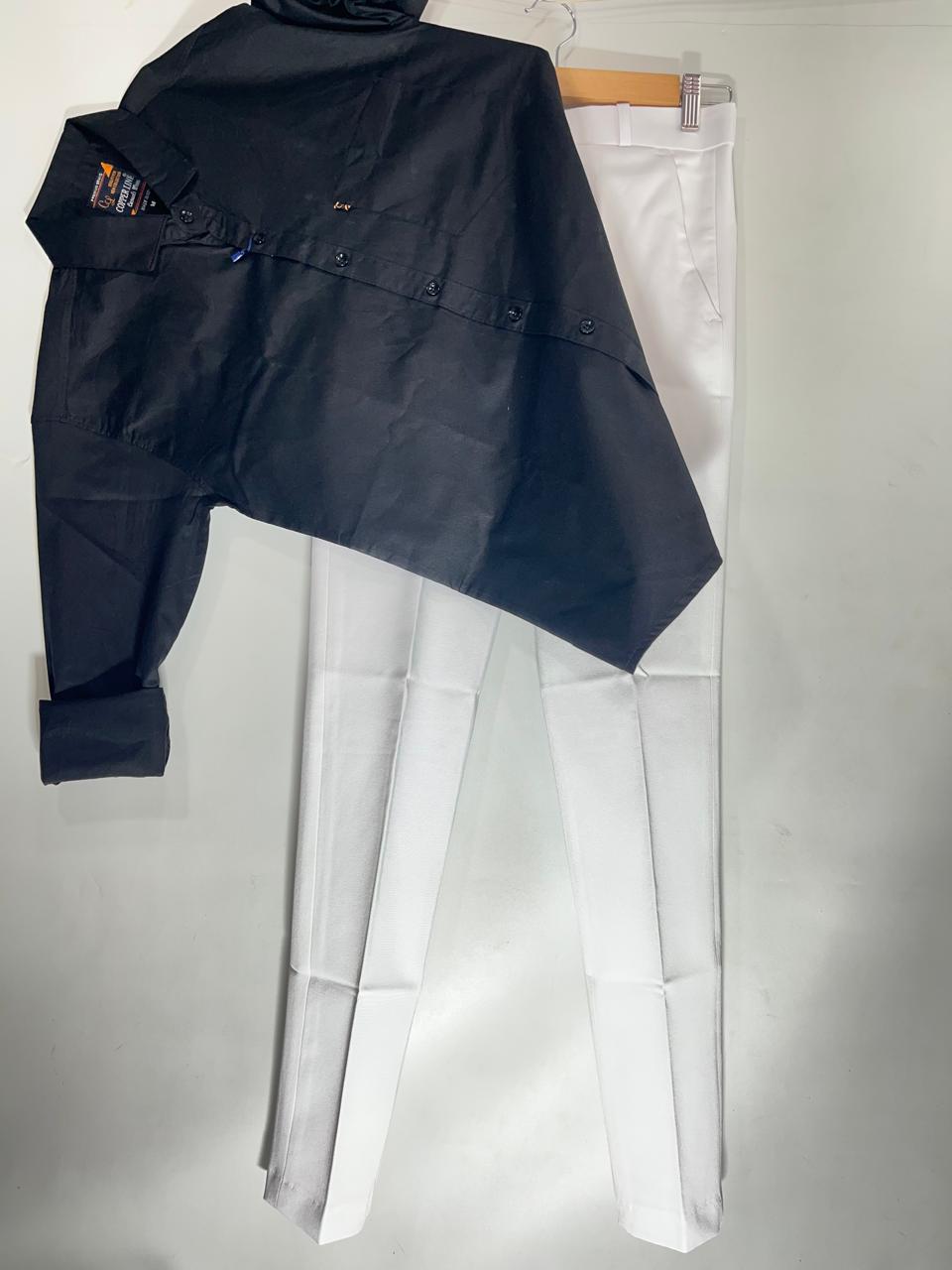 Combo Of Black Shirt And White Formal Pant