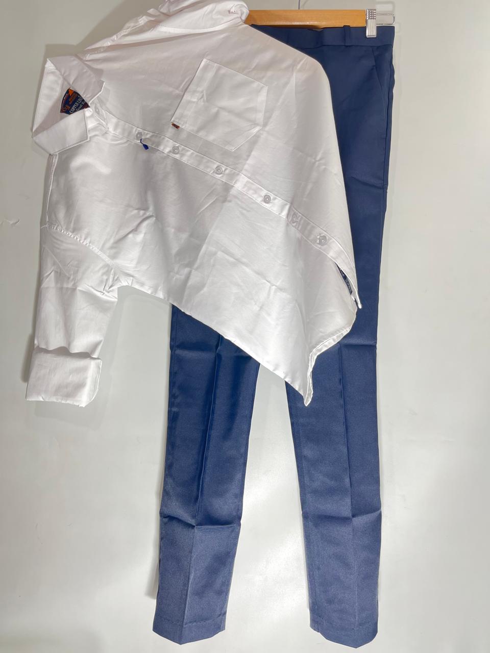 Combo Of White Shirt And Navy Blue Pant