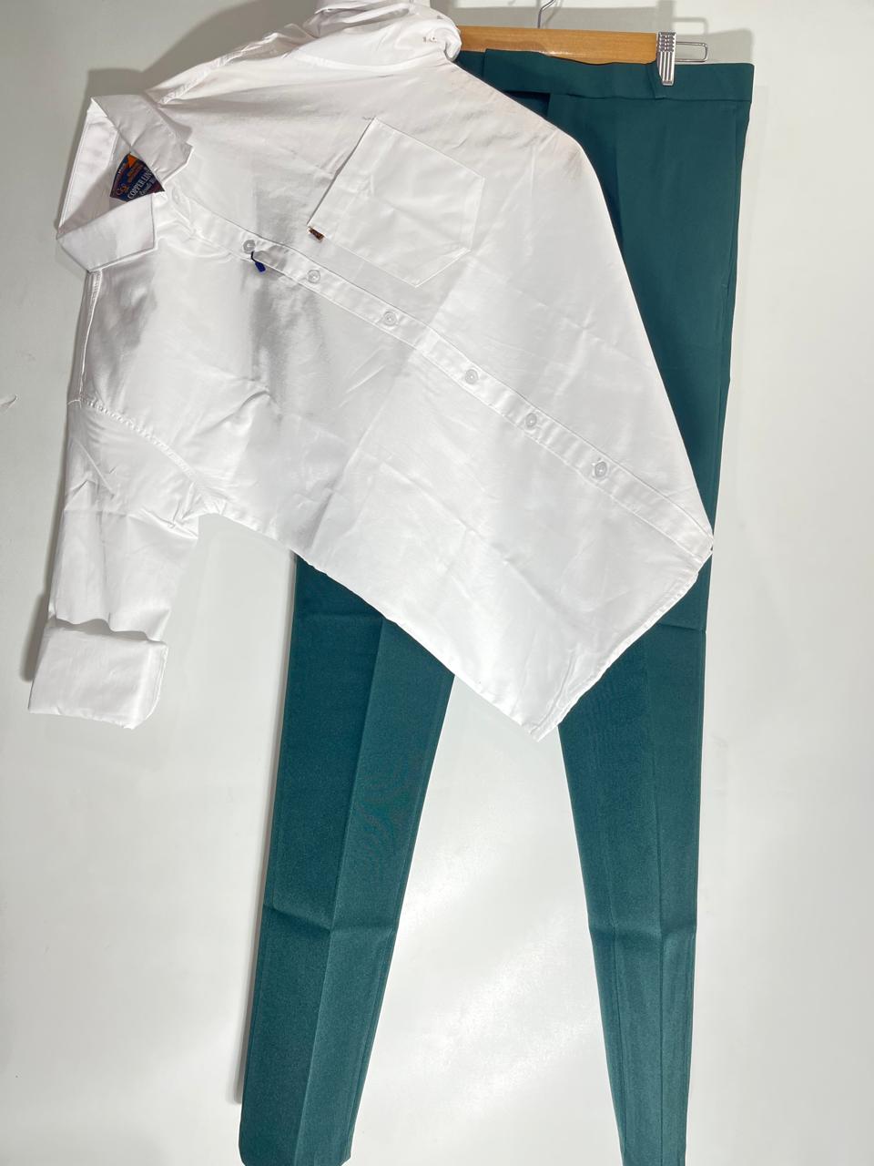Combo Of White Shirt And Bottle Green Pant