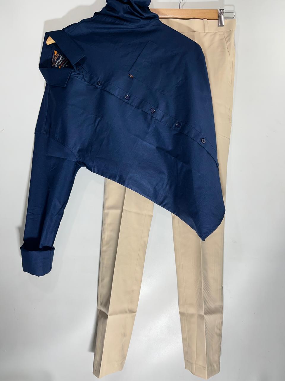Combo Of Navy Blue Shirt And Formal Pant