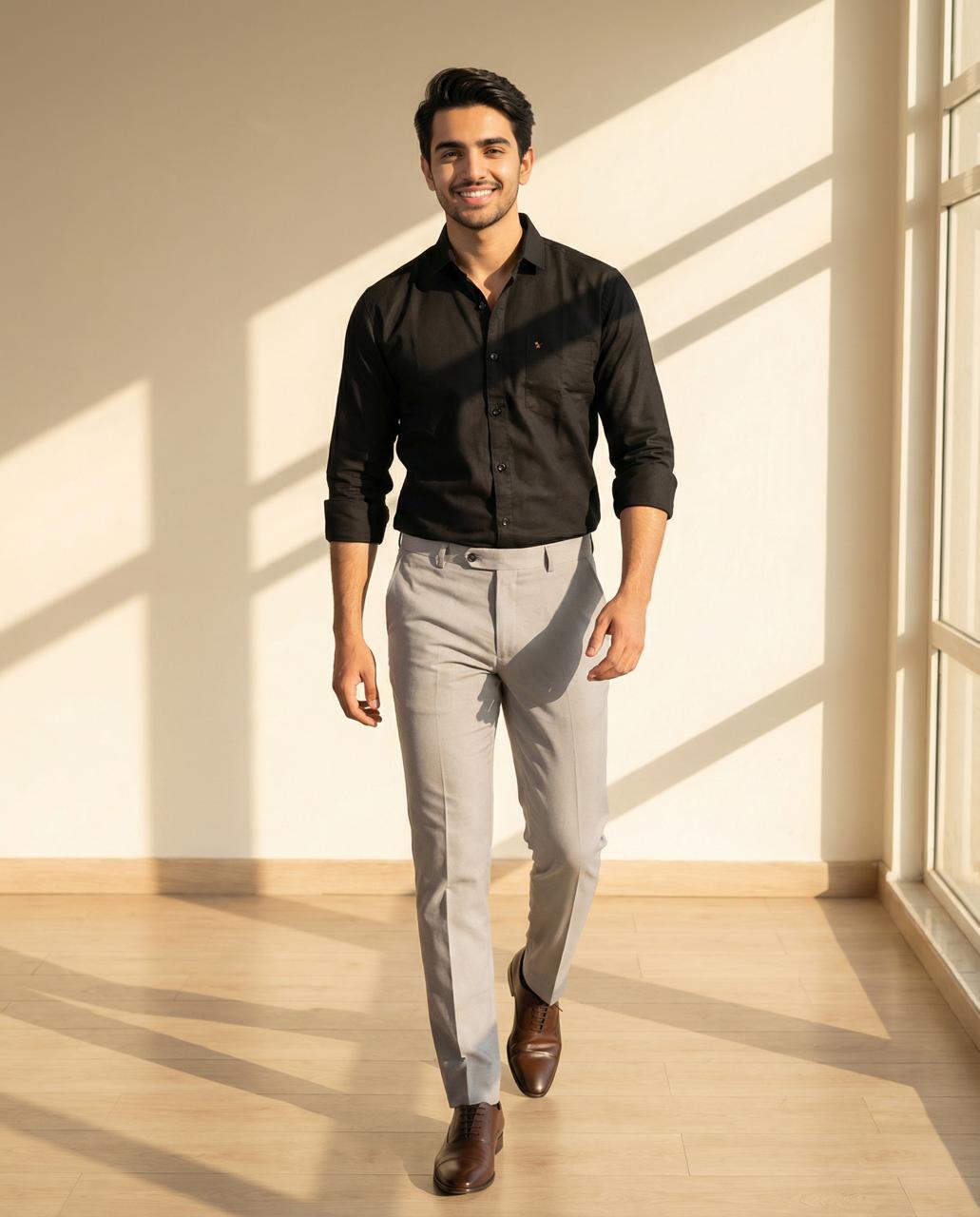 Cotton Black Formal Shirt for Men – Premium Office Wear