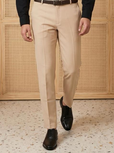 Black & Beige Cotton Premium & Elegant Formal Shirt & Pant For Men