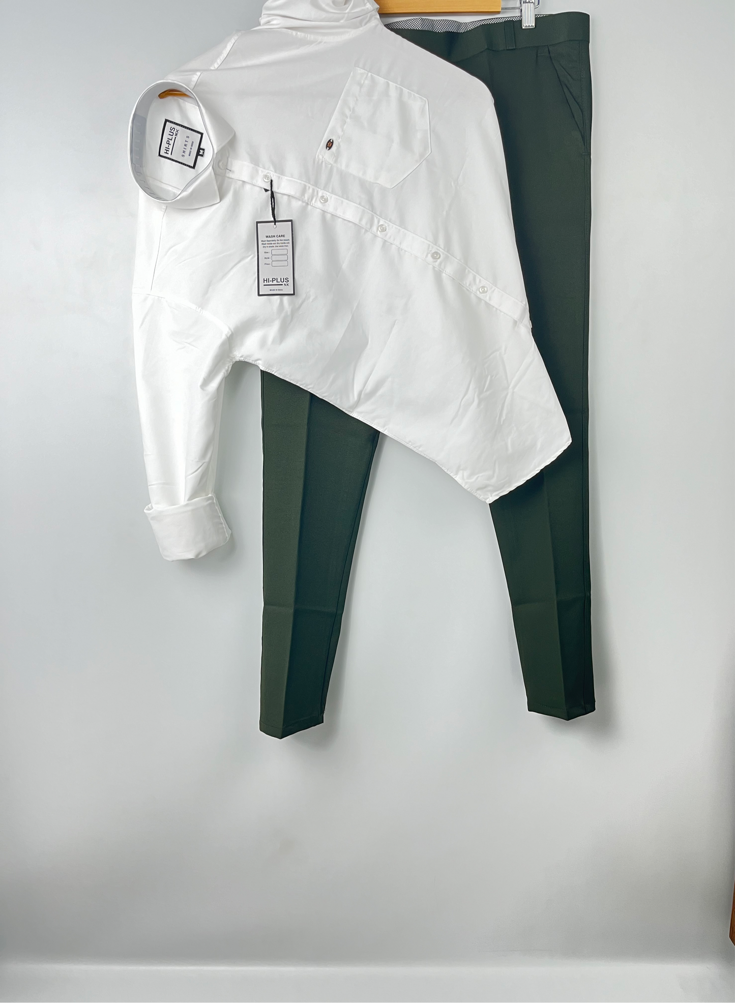 Combo Of White Shirt And Bottle Green Pant