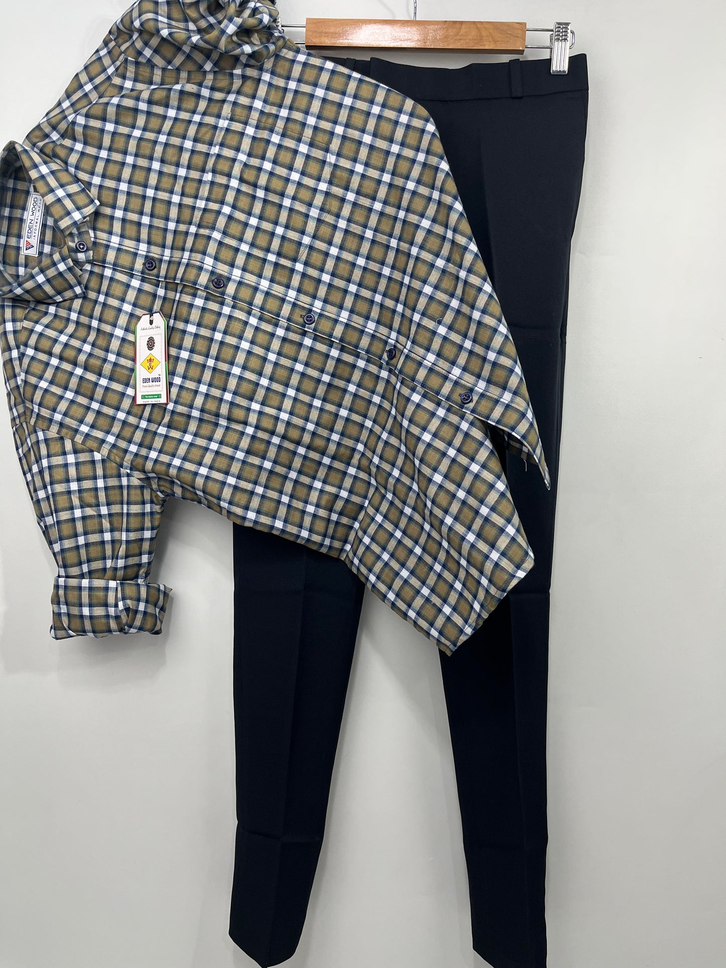 Combo Of Checks Shirt And Black Pant