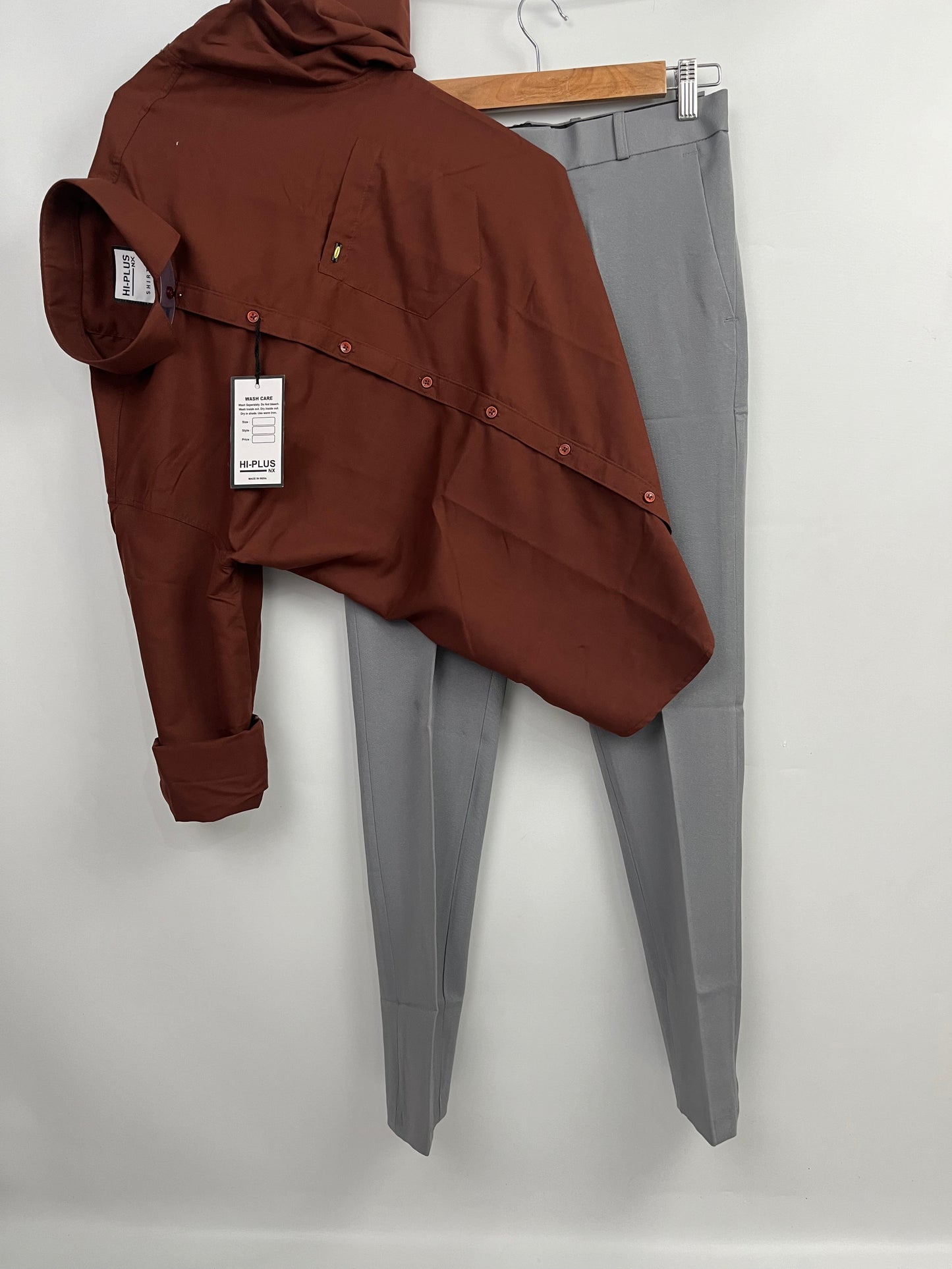 Combo Of Brown Shirt And Grey Pant