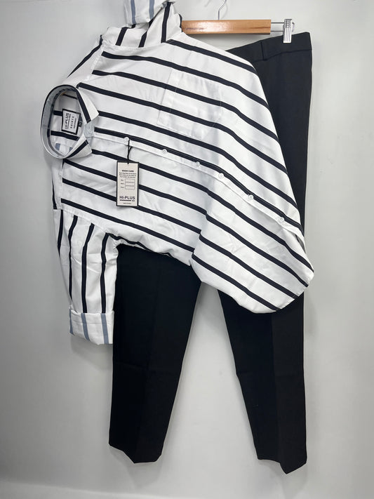 Combo Of Strips Shirt And Black Pant