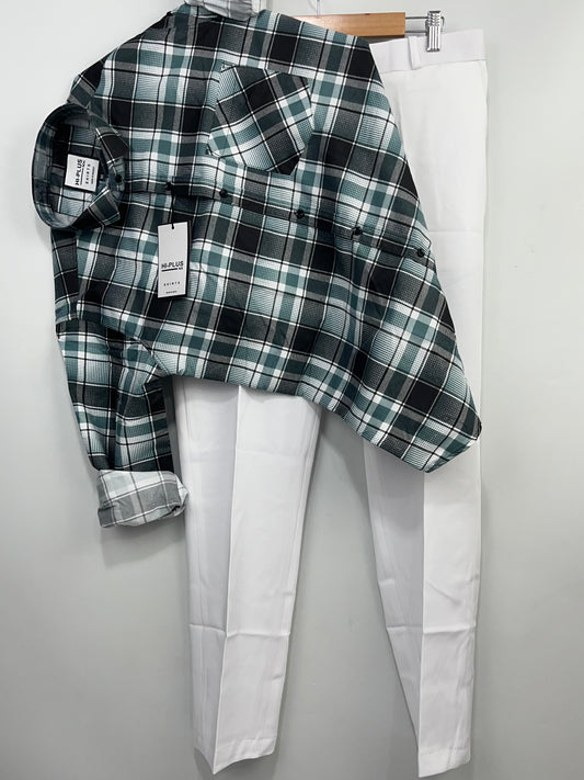 Combo Of Checks Shirt And White Pant