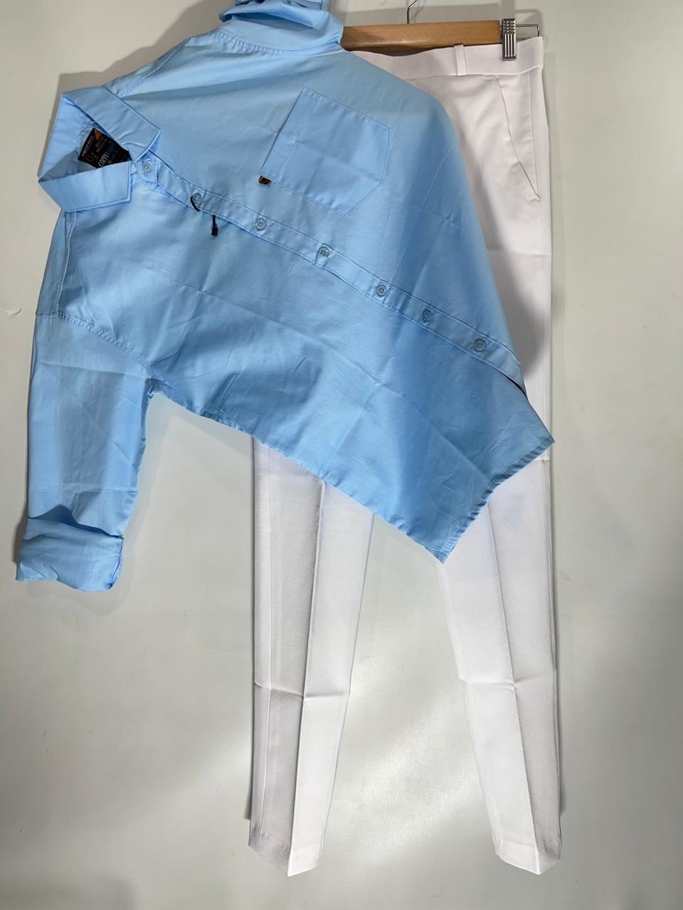 Combo Of Blue Shirt And White Pant