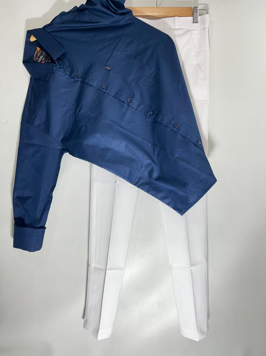 Combo Of Navy Shirt And White Pant