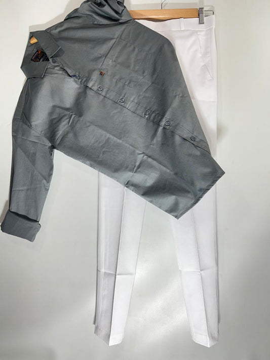 Combo Of Grey Shirt And White Pant