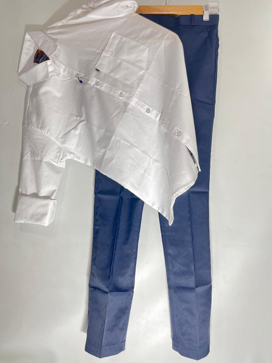 Combo Of White Shirt And Navy Blue Pant