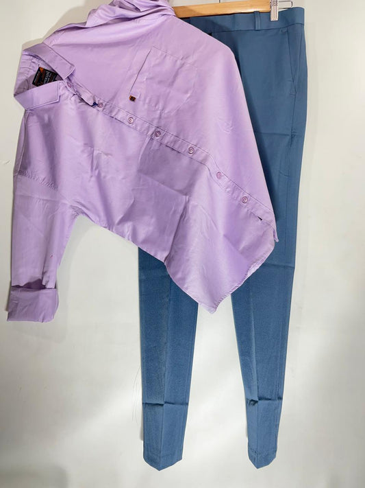 Combo Of Shirt And Blue Formal Pant