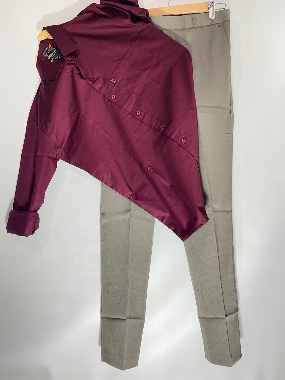 Combo Of Burgundy Shirt And Formal Pant