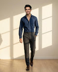 Navy Blue & Black Cotton Premium & Elegant Formal Shirt & Pant For Men