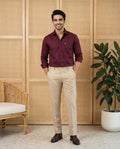 Maroon & Beige Cotton Premium & Elegant Formal Shirt & Pant For Men