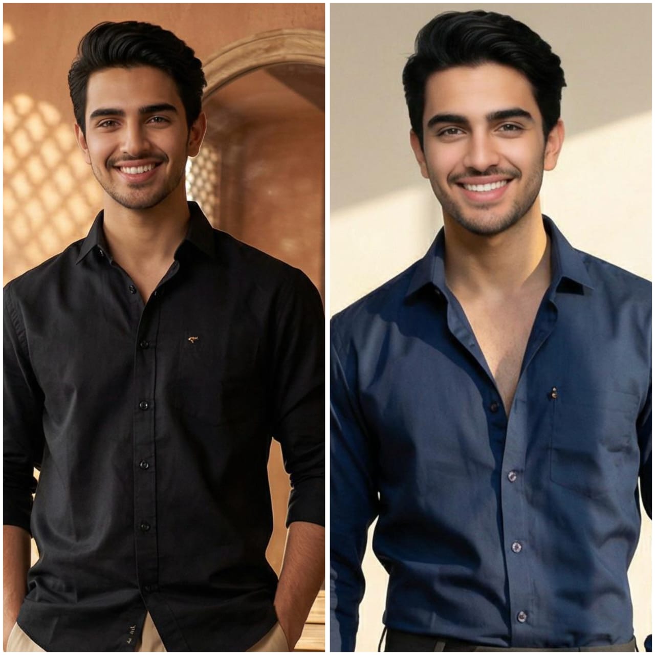Classic Cotton Formal Shirt Combo – Black & Navy Blue (Pack of 2)