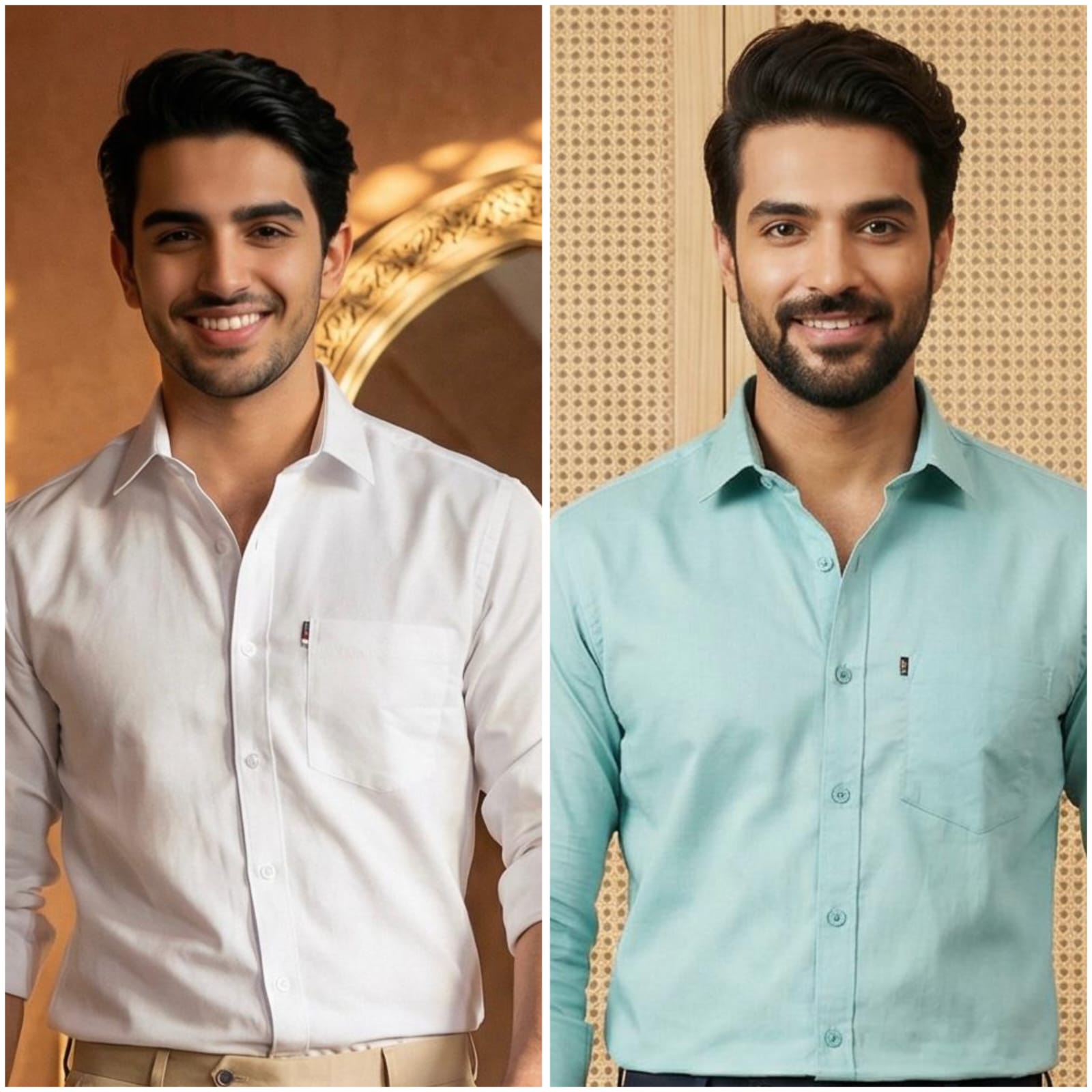 Premium Cotton Formal Shirt Combo – White & Sky Blue (Pack of 2)