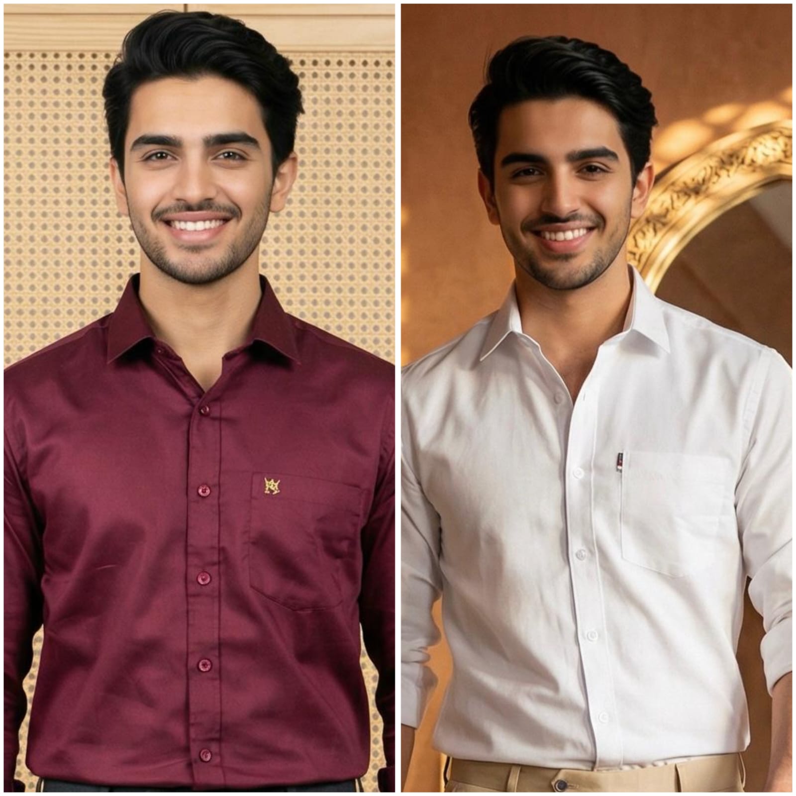 Premium Cotton Formal Shirt Combo – Maroon & White (Pack of 2)