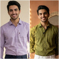 Premium Cotton Formal Shirt Combo – Lavender & Olive (Pack of 2)