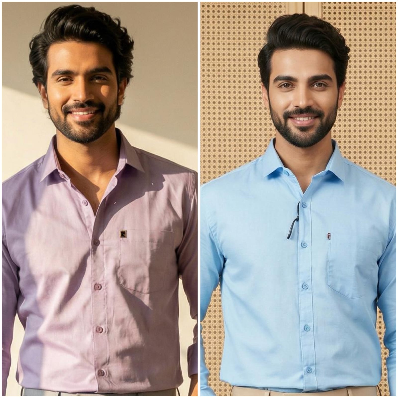 Premium Cotton Formal Shirt Combo – Lavender & Sky Blue (Pack of 2)