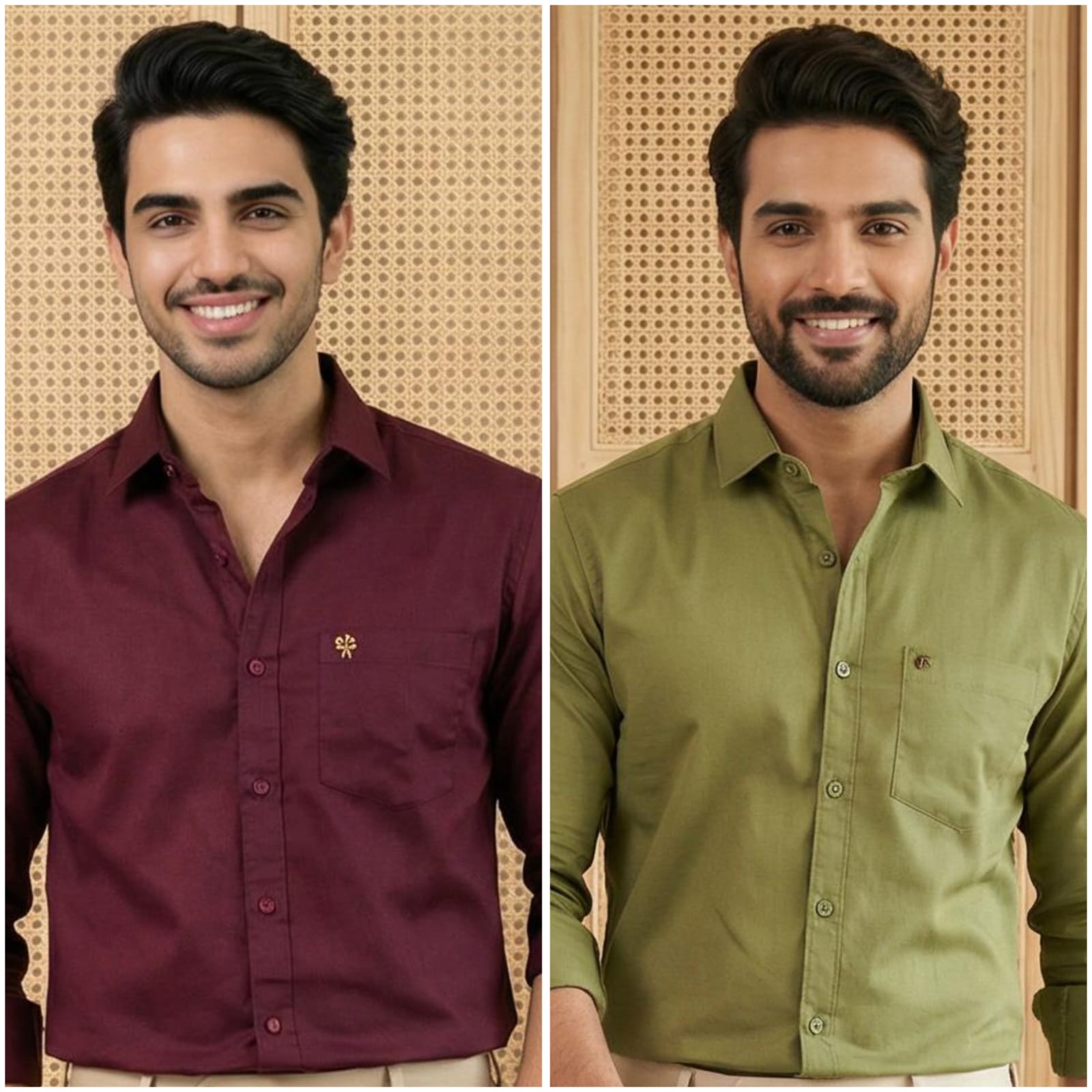 Premium Cotton Formal Shirt Combo – Lavender & Olive (Pack of 2)