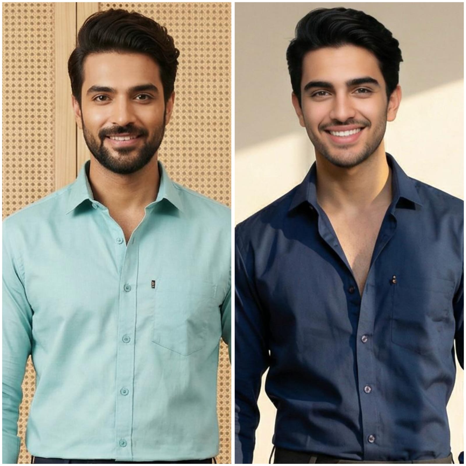 Premium Cotton Formal Shirt Combo – Sky Blue & Navy Blue (Pack of 2)