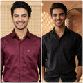 Premium Cotton Formal Shirt Combo – Maroon & Black (Pack of 2)