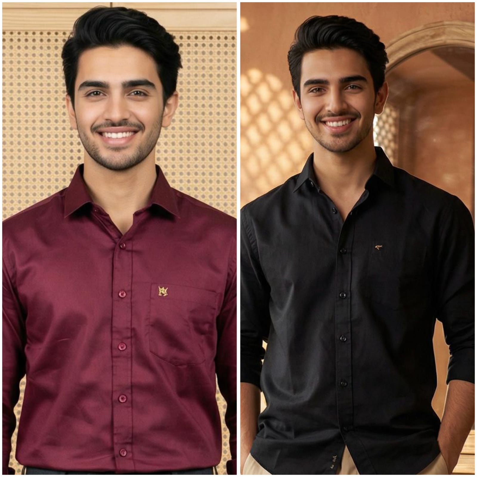 Premium Cotton Formal Shirt Combo – Maroon & Black (Pack of 2)