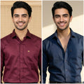 Premium Cotton Formal Shirt Combo – Maroon & Navy Blue (Pack of 2)