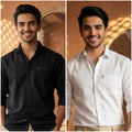 Premium Cotton Formal Shirt Combo – Black & White (Pack of 2)