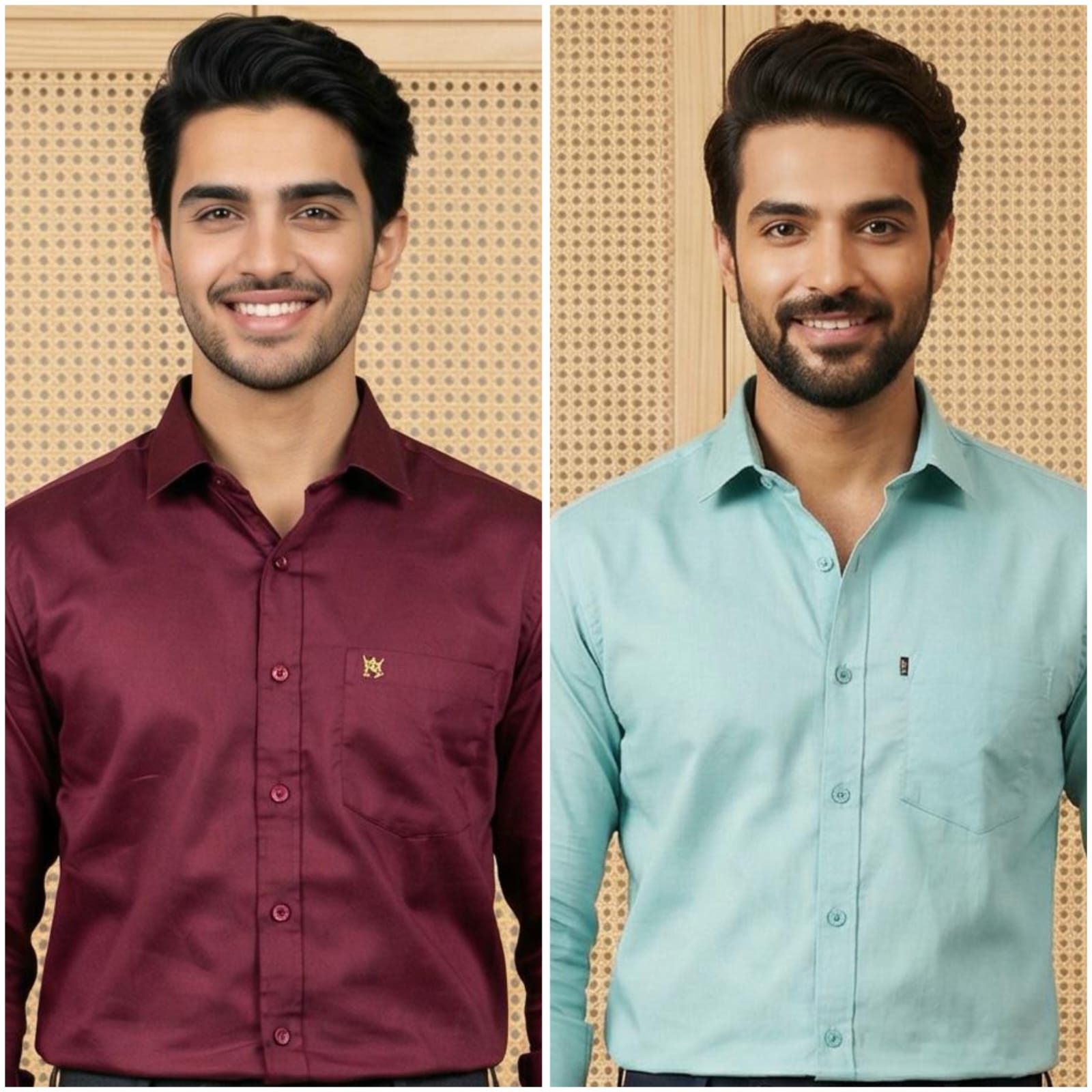 Premium Cotton Formal Shirt Combo – Maroon & Sky Blue (Pack of 2)