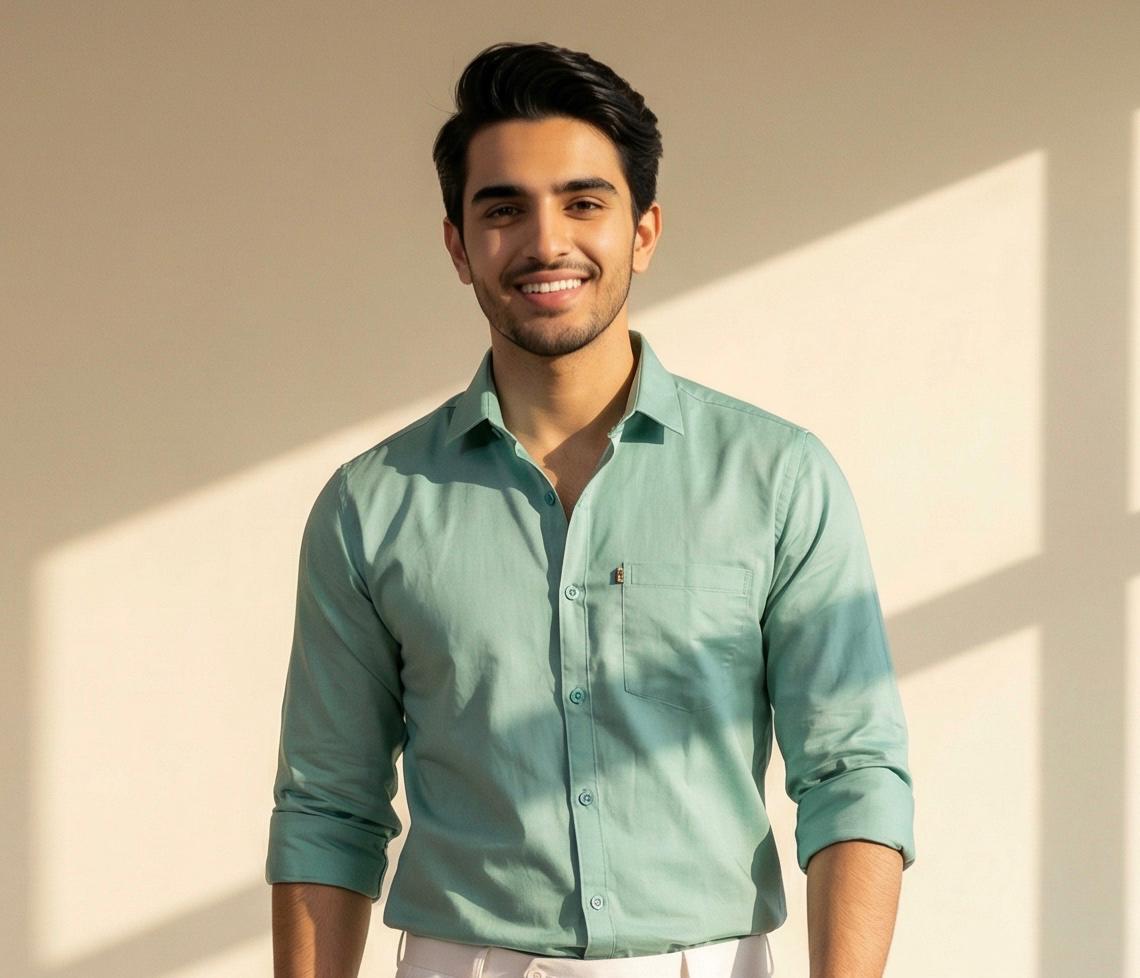 Premium Cotton Formal Shirt Combo – Gray, Mint & Olive Green (Pack of 3)