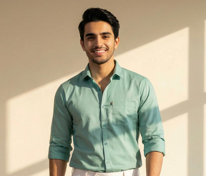 Classic Mint Green Formal Trousers for Men