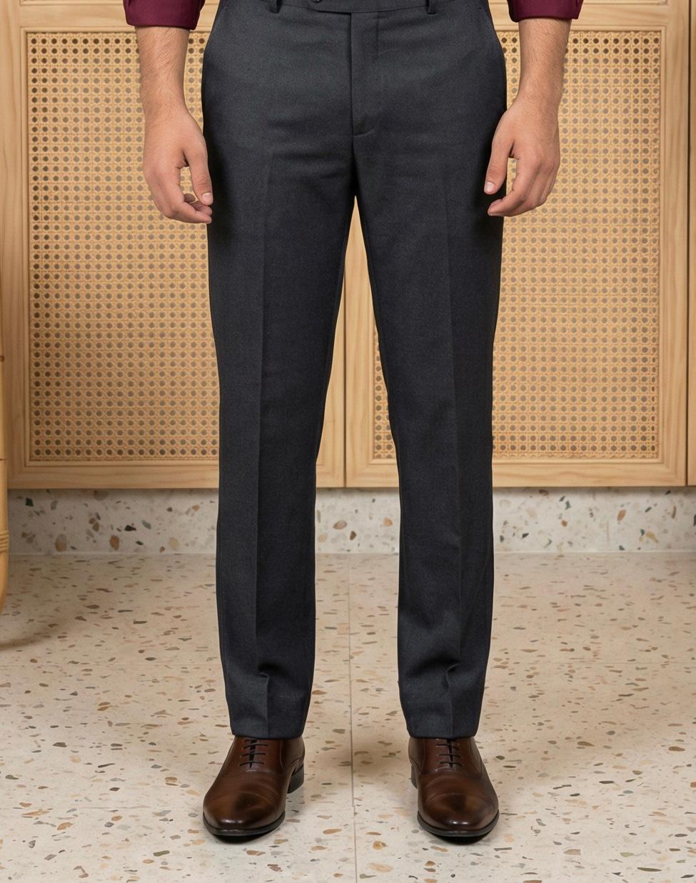 Burgundy Cotton Formal Shirt & Black Formal Pant Combo for Men