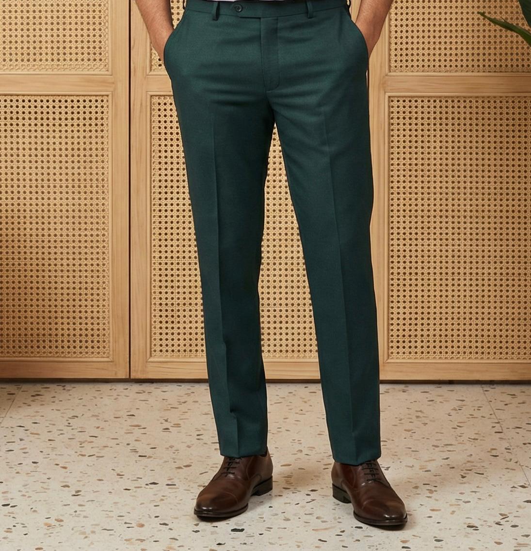 Lavender Cotton Formal Shirt & Bottle Green Formal Pant Combo for Men