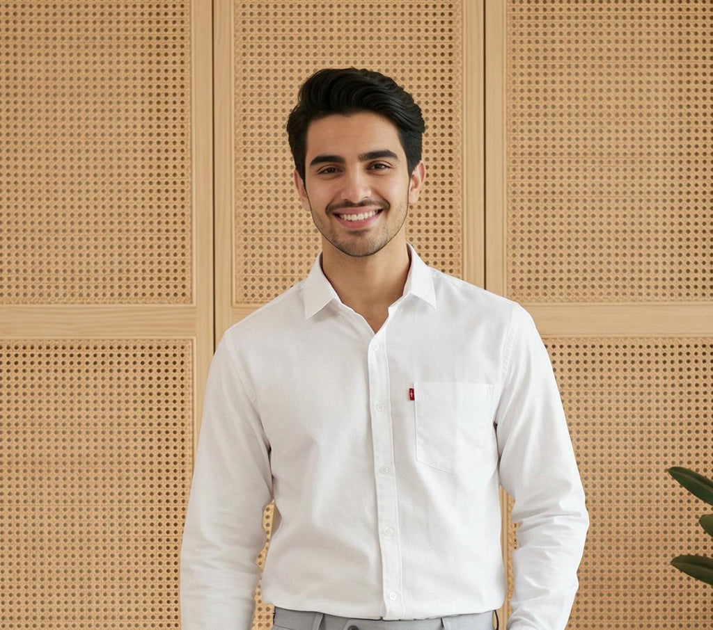 Combo Of Cotton White Shirt And Grey Pant