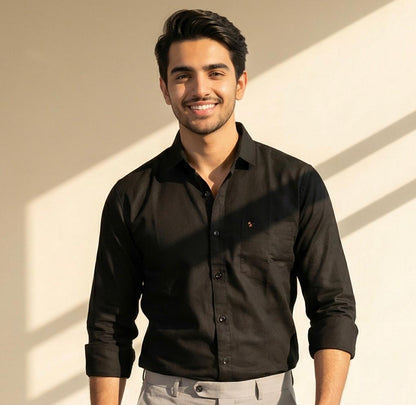 Premium Cotton Formal Shirt Combo – Lavender, Navy Blue & Black (Pack of 3)