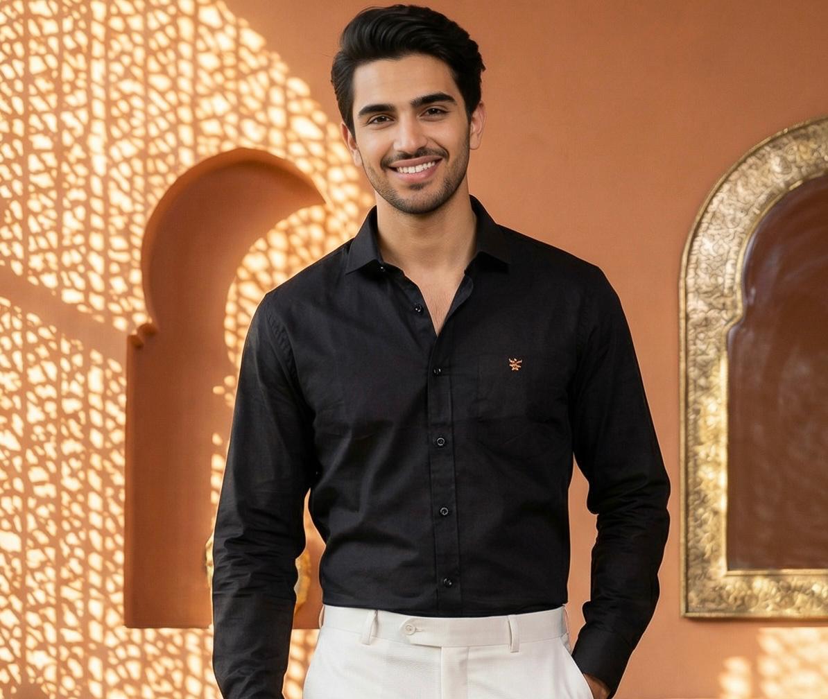 Cotton Black Formal Shirt for Men – Premium Office Wear