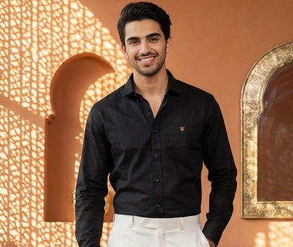 Cotton Black Formal Shirt for Men – Premium Office Wear