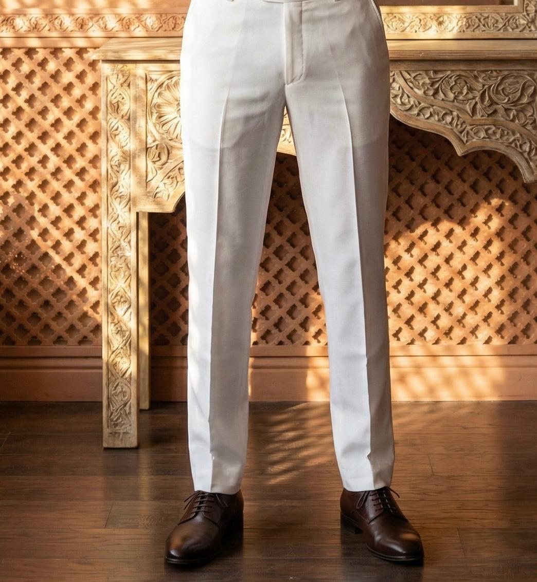 Olive Green & White Cotton Formal Combo for Men