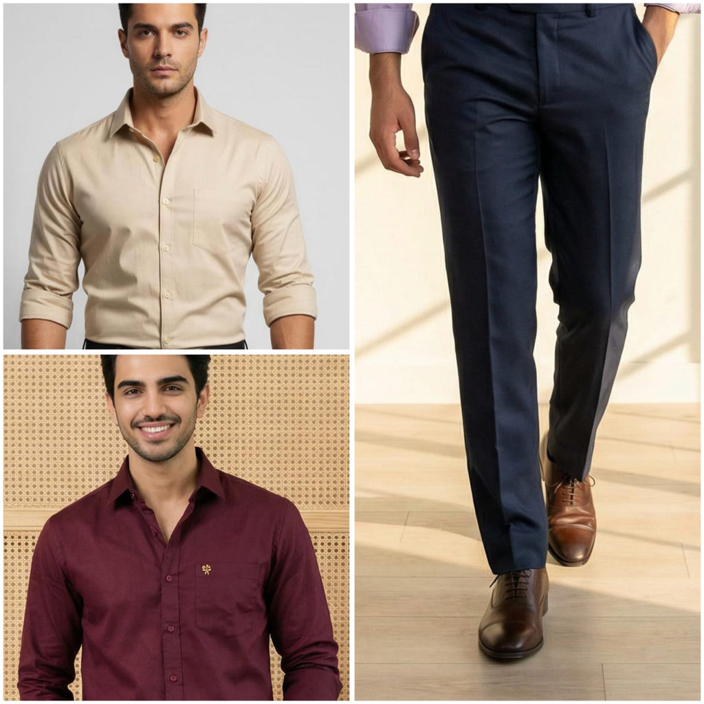 Premium Formal Wear Combo – 2 Shirts + 1 Formal Pant