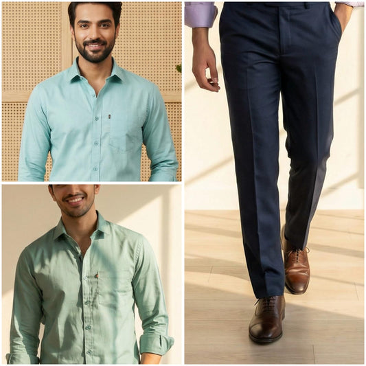 Premium Formal Wear Combo – 2 Shirts + 1 Formal Pant