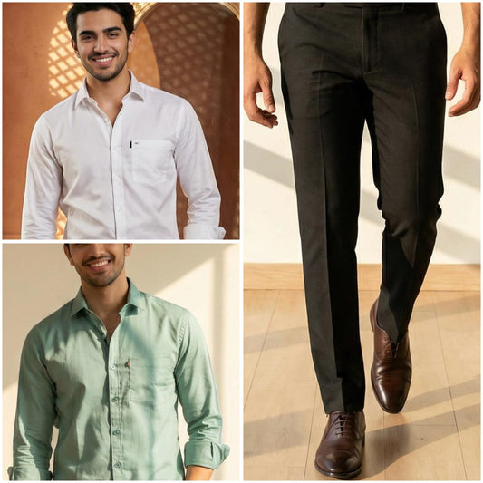Premium Formal Wear Combo – 2 Shirts + 1 Black Formal Pant