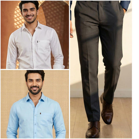 Premium Formal Wear Combo – 2 Shirts + 1 Black Formal Pant