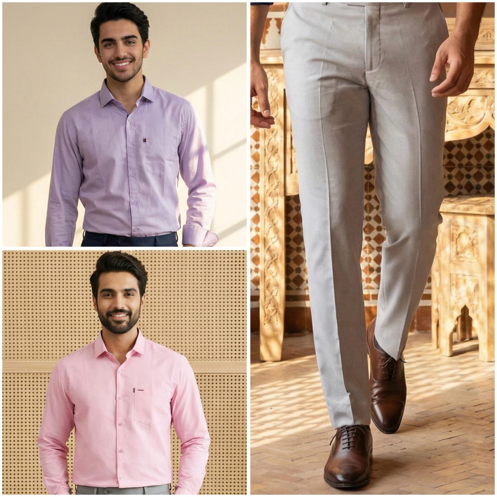 Premium Formal Wear Combo – 2 Shirts + 1 Gray Formal Pant