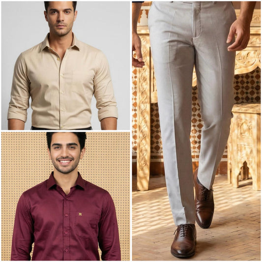 Premium Formal Wear Combo – 2 Shirts + 1 Gray Formal Pant