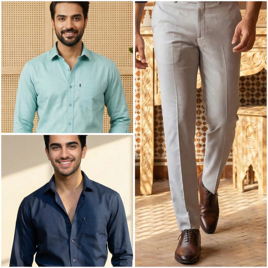 Premium Formal Wear Combo – 2 Shirts + 1 Gray Formal Pant