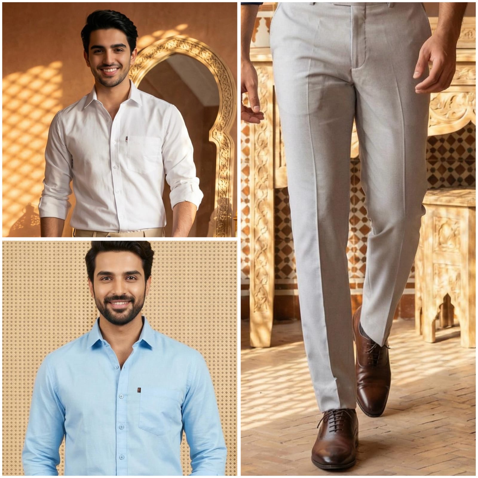 Premium Formal Wear Combo – 2 Shirts + 1 Gray Formal Pant